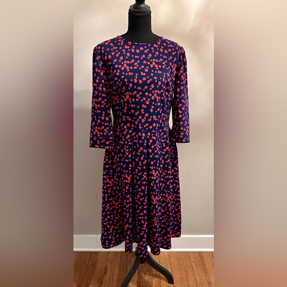 Floral Navy and Red Dress